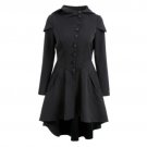 Black Gothic Overcoat Hooded Button 2 Colors Vintage Fashion Slim Overcoat