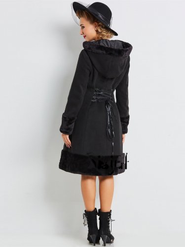 Women New Trench Coat Gothic Medieval Vintage Long Winter Hooded Coat Party Fashion Button Patchwork