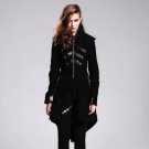 Gothic  punk Triceratops Women coat  Winter Polyester High collar Women Slim Fit Trench Coat