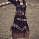 RQ Steampunk Women PU Leather Waistcoat Goth Short Vest V-Neck Tops Lacing Back Waistcoat Outwear Wi