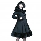 Devil Fashion Gothic Lolita Hooded Wool Coat Women Winter Red Cute Dolly Long Cloak Woolen Jackets W
