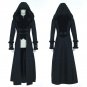 Punk Vintage Winter Warm Hooded Fur Coats For Women Steampunk Gothic Black Red Long Sleeve Bodycon S