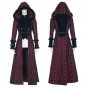 Punk Vintage Winter Warm Hooded Fur Coats For Women Steampunk Gothic Black Red Long Sleeve Bodycon S