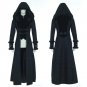 Punk Vintage Winter Warm Hooded Fur Coats For Women Steampunk Gothic Black Red Long Sleeve Bodycon S