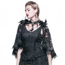 Gothic Steampunk Black Lace T-shirt Women Punk Long Shawl Sleeves Coat Fashion Sexy V-neck Clothing 