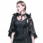 Gothic Steampunk Black Lace T-shirt Women Punk Long Shawl Sleeves Coat Fashion Sexy V-neck Clothing