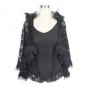 Gothic Steampunk Black Lace T-shirt Women Punk Long Shawl Sleeves Coat Fashion Sexy V-neck Clothing