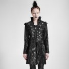 Gothic Style Women\'s Black Handsome Long Coats Steampunk Faux Leather Stand Collar Bodycon Slime Ja