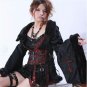 Steampunk Gothic Noble Black Red Sexy Bodycon Victorian Jackets for Women Punk Wide Sleeve With Fur