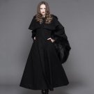 Devil Fashion Punk Winter Fleece Hooded Cape Overcoats Gothic Black Red Women Flocking Trench Coats 