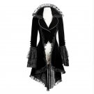 Punk Gothic Forked Tail Women Coat Black Winter Slim Fit Jackets Goth Long Sleeve Turn-down collar L