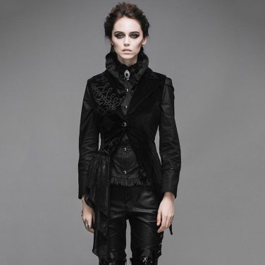 Devil Fashion Steampunk Black Asymmetric Sleeveless Dress Vest for Women Gothic Embroidery Jacket Wa