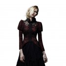 Red Punk Long Sleeve Short Coat With A Furry Collar Gothic Outer Female Forked Dovetail Jackets Asym