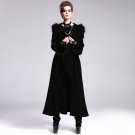 Devil Fashion Gothic Autumn Winter Flocking Women Wool Jacket Coats Steampunk Black Red Hooded Fur L