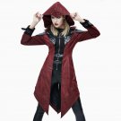 Devil Fashion 2017 Autumn Winter Faux Leather Women Dovetail Long Jackets Gothic Hooded Coats Punk H