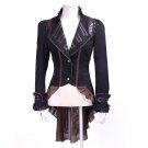 Punk Gothic Ladies Palace Vintage Dovetail Jackets Steampunk Autumn Winter Slim-Fitting V-Neck Long 