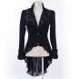Punk Gothic Ladies Palace Vintage Dovetail Jackets Steampunk Autumn Winter Slim-Fitting V-Neck Long