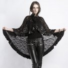 Gothic Punk Women Black Lace Stand Collar Cappa Solid Skirt for Women Two-ways Wearing Coat Costumes