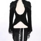 Steampunk Gothic Sexy Black Lace Women\'s Jacket Autumn Winter Punk Long Sleeve Stand Collar Tail Co