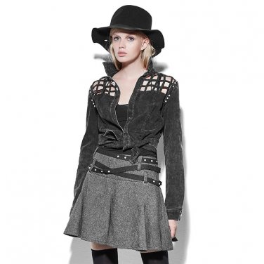 2017 Spring Punk Gothic Frayed Vintage Coat Femme Denim Clothing Short Coat Can Roll Sleeves Hollow 
