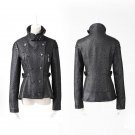 Gothic Fashion Black Jacket for Women Steampunk Autumn Winter Punk Coats Long Sleeve Turtleneck Shor