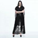 Steampunk Black Sexy Big Lace Cloak Capes Gothic Black Hooded Coat Halloween Women Costumes Fashion 