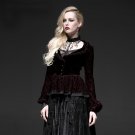 Gothic Autumn Violet Short Flocking Jacket for Women Elegant Punk Fashion Embroidery Pattern Outwear