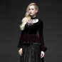 Gothic Autumn Violet Short Flocking Jacket for Women Elegant Punk Fashion Embroidery Pattern Outwear