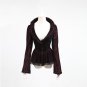 Gothic Autumn Violet Short Flocking Jacket for Women Elegant Punk Fashion Embroidery Pattern Outwear