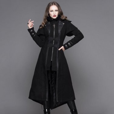 Steampunk Autumn Winter Women Gothic Long Jacket Punk Black Long Sleeves Thick Coats Windbreakers Sl