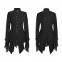 Woolen Lace Stitching Gothic Coat for Women Goth Steam Punk Black Long Sleeve Thick Coat Female Swal