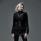 Gothic Black Good Stretch Lace Jacket Women Punk Elegant Winter Autumn Ladies Jackets Coat with Meta