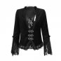 Gothic Black Good Stretch Lace Jacket Women Punk Elegant Winter Autumn Ladies Jackets Coat with Meta