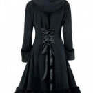 Women Winter Trench Coat Gothic Medieval Vintage Long Winter Hooded Coat Party Fashion Button Patchw