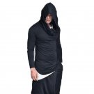 Men Hooded Sweatshirt Black White Leisure Hip Hop Mantle Hoodies Fashion Jacket Long Sleeve Pile Col