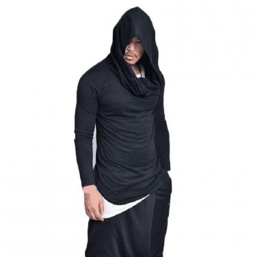 Men Hooded Sweatshirt Black White Leisure Hip Hop Mantle Hoodies Fashion Jacket Long Sleeve Pile Col