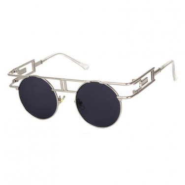 Trendy Gothic Steampunk Sunglasses Round Shades Men Metal Frame Eyeglasses Brand Designer Sun Glasse