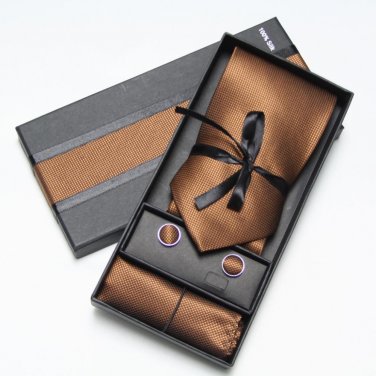 2017 Neck Tie Set Gift Box Wedding Solid colour Ties for men Pocket Square Cufflinks