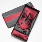 2017 Neck Tie Set Gift Box Wedding Solid colour Ties for men Pocket Square Cufflinks