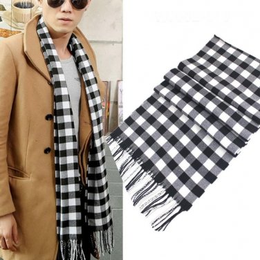 Black white plaid scarf for men and women Fashion men scarves grid style free shipping