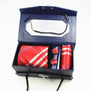 (Tie+Cufflinks+Square+Gift Box) 1 Men Tie Set Fashion Casual Party Business Men Neckties E0702-001
