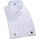 2016 Men 100% Cotton Tuxedo Shirt French Cuff Formal Solid Color Chemise Homme Cufflink Shirts T0041