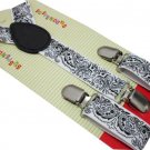 2017 New Fashion Children /Kids Adjustable Clip-on Black White Red Paisley Suspenders For Boys Girls