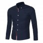 Navy Blue/Light Blue/White Mens Button Shirt Chemise Homme Slim Fit Long Sleeve Men Shirts Famous Br