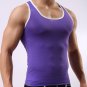 Men Ice Silk Sleeveless Silky Tank Top Casual Gym Muscle Vest BK L
