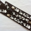 Free Shipping 2017 Hot Sale 2.5 CM Wide Adjustable Clips On braces Skull Printed Elastic Suspenders 