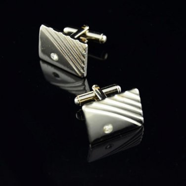 Diamond Stripes Cufflinks Suit Lapel Mens Wedding Party Gift Cuff Link