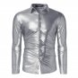 2017 Shirt Men Shiny Casual Black/Golden/Silver Slim Luxury Long Sleeve Shirts Leisure Fashion Shine