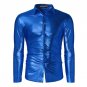 2017 Shirt Men Shiny Casual Black/Golden/Silver Slim Luxury Long Sleeve Shirts Leisure Fashion Shine