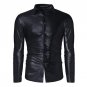 2017 Shirt Men Shiny Casual Black/Golden/Silver Slim Luxury Long Sleeve Shirts Leisure Fashion Shine